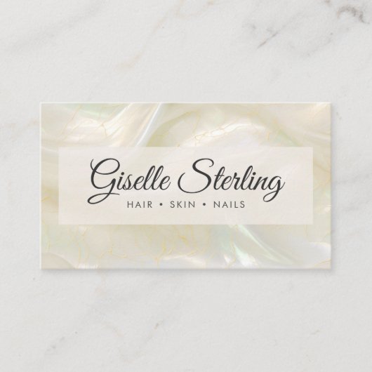 Carte De Visite Elégant code QR de pierre opale perle blanche (Devant)