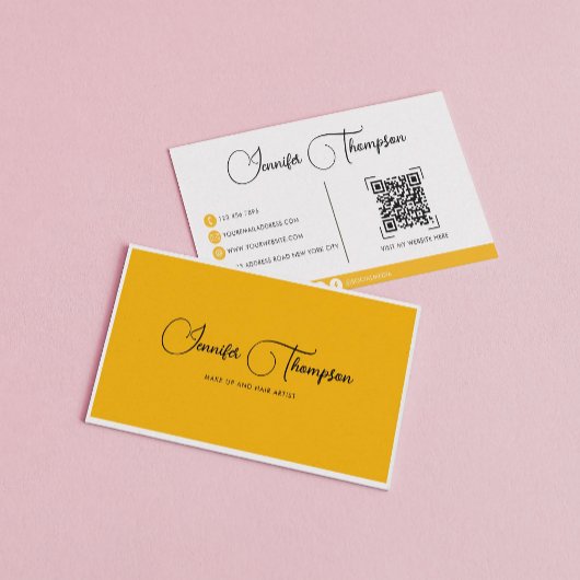 Carte De Visite Élégant code QR de script vert foncé professionnel