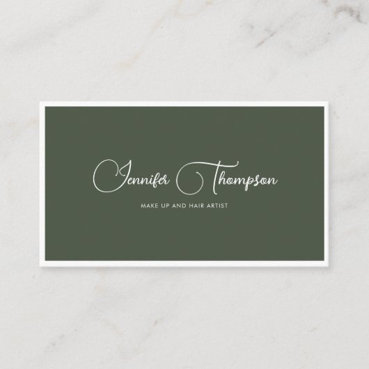 Carte De Visite Élégant code QR de script vert foncé professionnel (Devant)