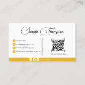 Carte De Visite Élégant code QR de script vert foncé professionnel (Dos)