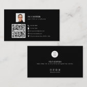 Carte De Visite Élégant code QR d'entreprise photo logo de médias (Devant / Derrière)