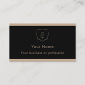 Carte De Visite Élégant code QR Logo Noir & Brun Professionnel (Devant)
