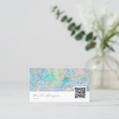 Carte De Visite Elégant code Qr moderne Gold Opal Pierre (Debout devant)
