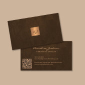 Carte De Visite Élégant code QR moderne monogrammé or