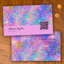 Elégant code Qr moderne violet or feu Opal Pierre