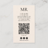 Carte De Visite Élégant Code QR Monogramme Beige Moderne pour les  (Dos)