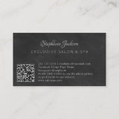 Carte De Visite Élégant code QR noir et argent de luxe (Dos)