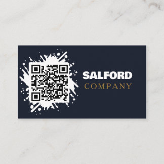 Carte De Visite Élégant Code QR Noir Minimaliste