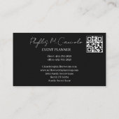 Carte De Visite Élégant Code QR Planificateur d'événement Script S (Dos)