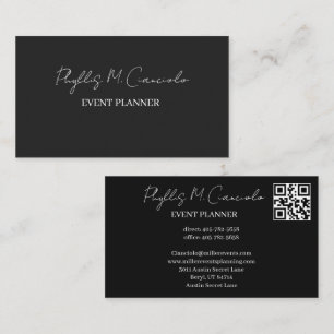 Carte De Visite Élégant Code QR Planificateur d'événement Script S