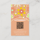 Carte De Visite Elégant code QR rétro Super Floral tendance Boho (Dos)
