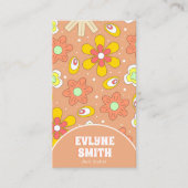 Carte De Visite Elégant code QR rétro Super Floral tendance Boho (Devant)