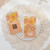 Carte De Visite Elégant code QR rétro Super Floral tendance Boho