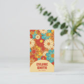 Carte De Visite Elégant code QR rétro Super Floral tendance Boho (Debout devant)