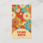 Carte De Visite Elégant code QR rétro Super Floral tendance Boho (Devant)