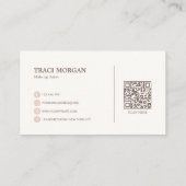 Carte De Visite Élégant Code QR Rose Crème Écriture Féminine (Dos)