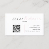 Carte De Visite Élégant code QR simple Dusty Pink Script (Dos)