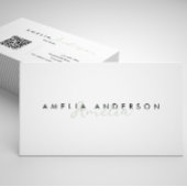 Carte De Visite Élégant code QR simple Sage Green Script