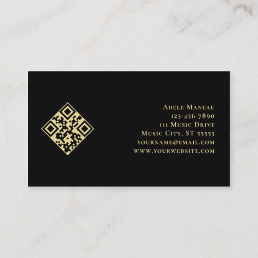 Carte De Visite Élégant Coeur B QR Code Violon Enseignant Violonis (Dos)