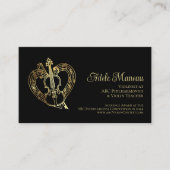 Carte De Visite Élégant Coeur B QR Code Violon Enseignant Violonis (Devant)