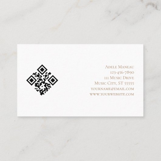 Carte De Visite Élégant Coeur QR Code Violon Enseignant Violoniste (Dos)