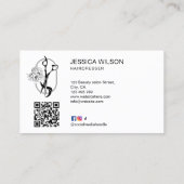 Carte De Visite Elégant coiffeur ciseaux pétales floraux Code QR (Dos)