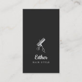 Carte De Visite Elégant coiffeur noir blanc Faux argent (Devant)