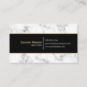 Carte De Visite Elégant coiffeur noir marbre or QR Code (Devant)