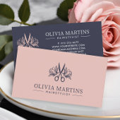 Carte De Visite Élégant coiffeur Petal & Charcoal QR Code Logo