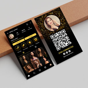 Carte De Visite Elégant coiffeur photo noir Instagram