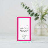 Carte De Visite Elégant Coiffeur Rose Blanc Faux Gold Pin (Debout devant)