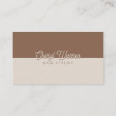 Carte De Visite Élégant Coiffeur Script Brun & Beige Minimal (Dos)