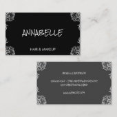 Carte De Visite Elégant Coins Fancy Black Grey Professionnel (Devant / Derrière)