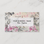 Carte De Visite Elégant collage rose noir floral Tour Eiffel (Devant)