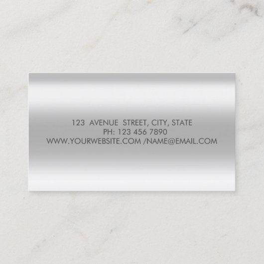 Carte De Visite Elégant Confetti Argent, Brush Stroke, Macarons (Dos)