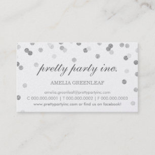 CARTE DE VISITE élégant confetti argent gris parti
