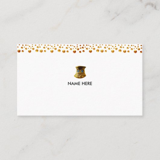 Carte De Visite Elégant Confetti d'or sur blanc (Devant)