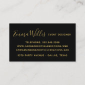 Carte De Visite Elégant Confetti Or & Black Professional (Dos)