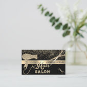 Carte De Visite Elégant Confetti Or, Ciseaux, Sèche-cheveux (Debout devant)