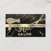 Carte De Visite Elégant Confetti Or, Ciseaux, Sèche-cheveux (Devant)