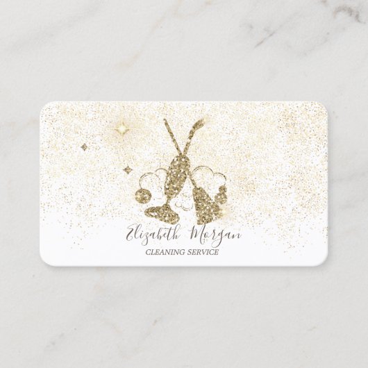Carte De Visite Élégant Confetti Or Moderne Vacuum nettoyant, Sall (Devant)