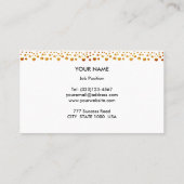 Carte De Visite Elégant Confetti Or sur Noir & Blanc (Dos)