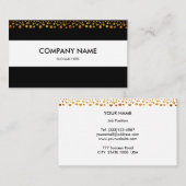 Carte De Visite Elégant Confetti Or sur Noir & Blanc (Devant / Derrière)