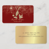 Carte De Visite Élégant Confetti Or Vacuum nettoyant, Broom Red (Devant / Derrière)