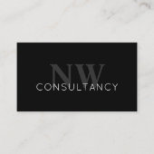 Carte De Visite Elégant conseil minimal en noir et blanc initiales (Devant)