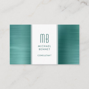 Carte De Visite Élégant Consultant Émeraude Monogrammé
