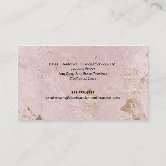 Carte De Visite Élégant consultant en marbre rose (Dos)