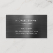 Carte De Visite Élégant consultant en monogramme métallique noir (Dos)