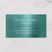 Carte De Visite Élégant consultant en monogramme métallique vert (Dos)