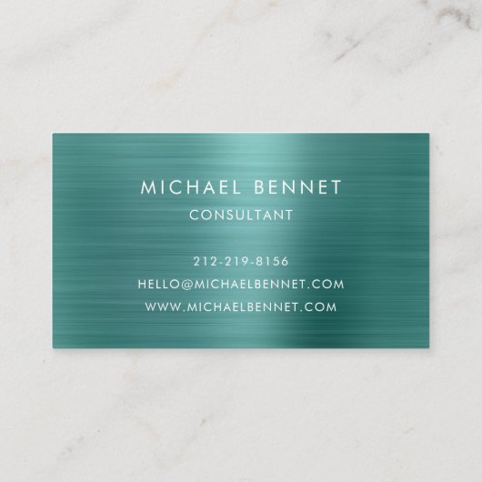 Carte De Visite Élégant consultant en monogramme métallique vert (Dos)